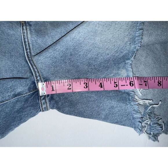 Forever 21 90s Jean Shorts Relaxed Fray Rigid Light Denim 6" Inseam Hi Rise 32 - Picture 12 of 16